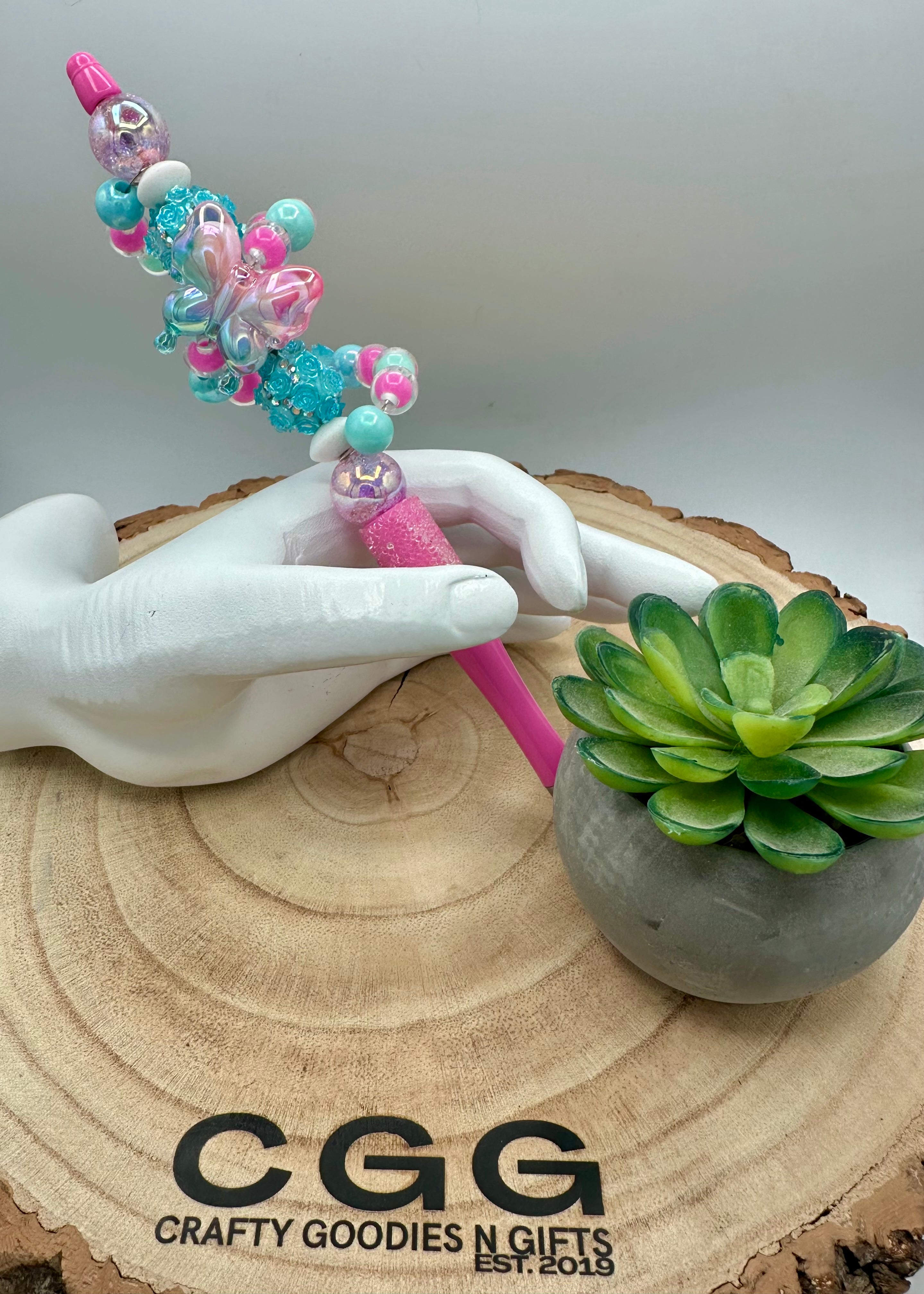 Pink Butterflies with Glitter Barrel Wrap