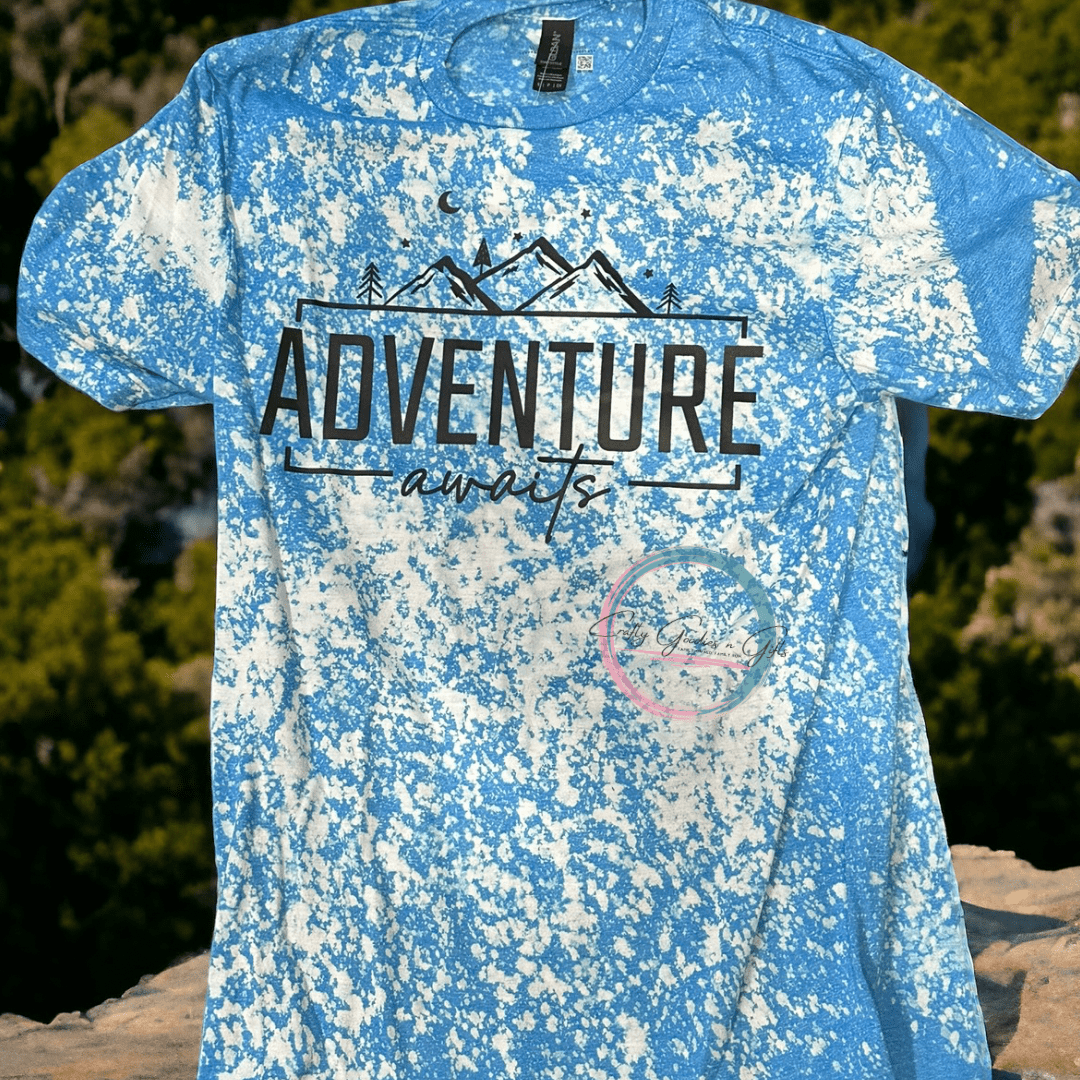 Adventure Awaits - Bleached T-Shirt - Craftygoodiesngifts