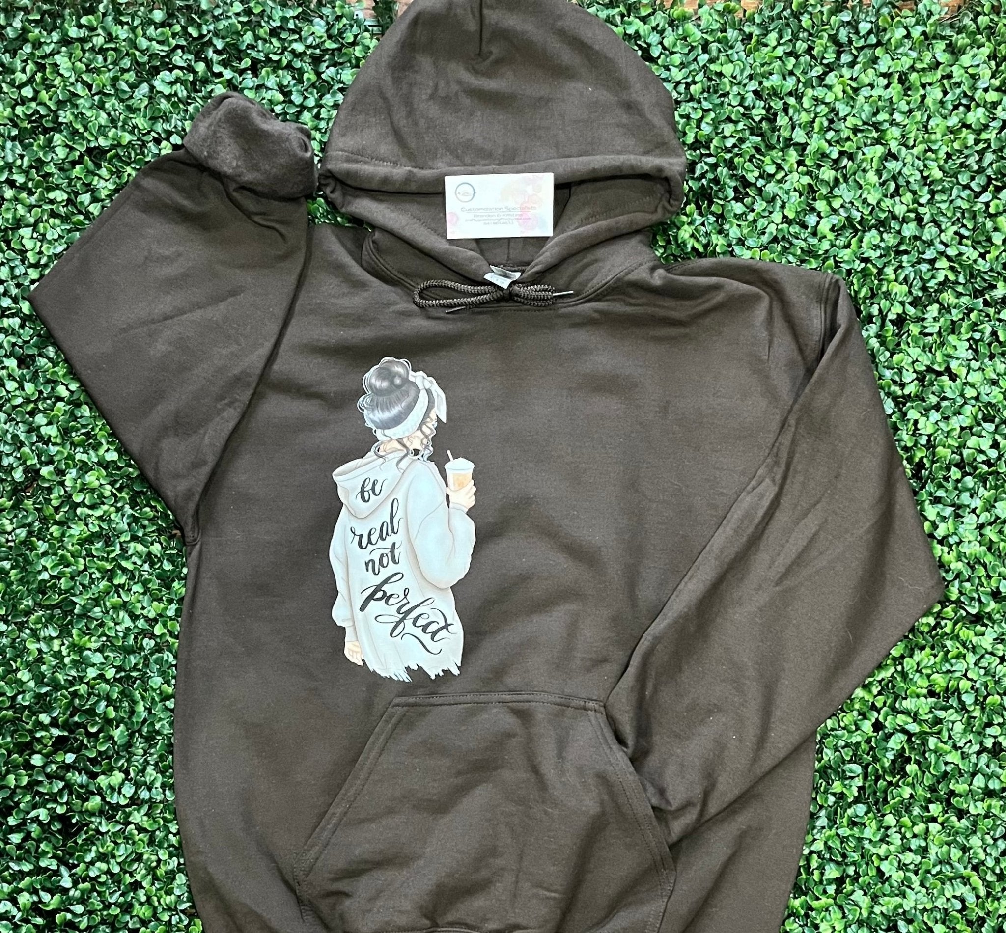 Be real not perfect - Graphic Hoodie - Craftygoodiesngifts