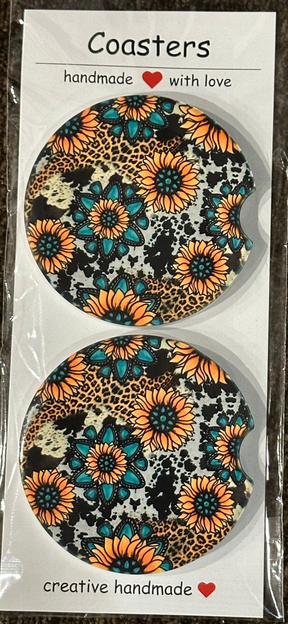 Car coasters - Neoprene/Ceramic - Ready to Ship - Craftygoodiesngifts