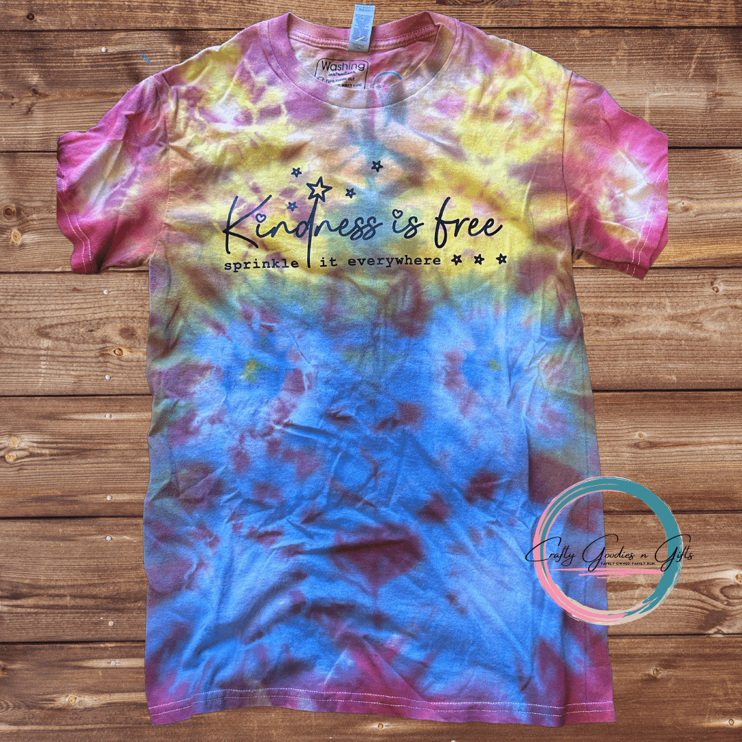 Kindness is Free - Tie Dye T Shirt - Craftygoodiesngifts